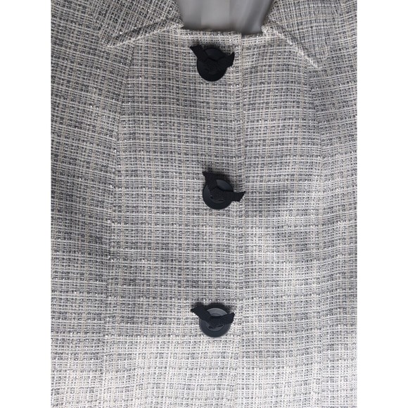 TAHARI ASL Tweed Cream & Silver Sparkle Jacket Blazer 14 Black Accent Buttons - Picture 8 of 12